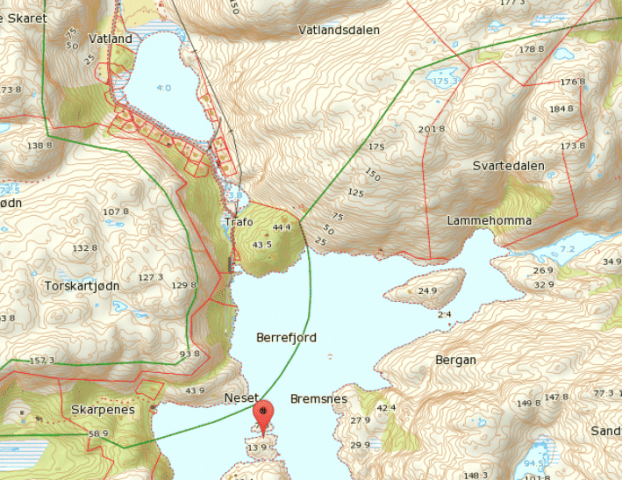 Karte von Berefjord