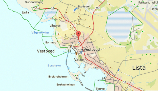 Karte von Borhaug in Südnorwegen