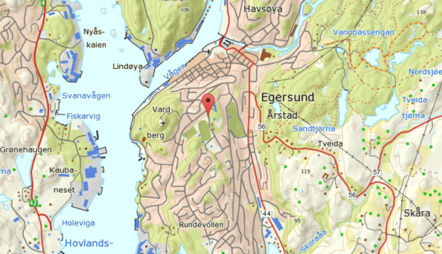 Karte von Egersund, Südnorwegen