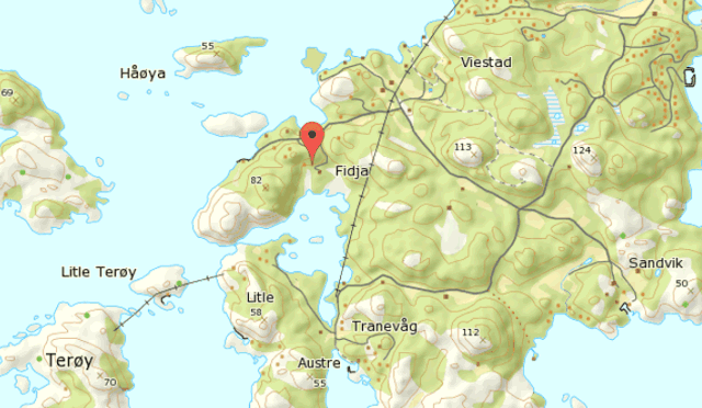 Karte von Fidje in Südnorwegen