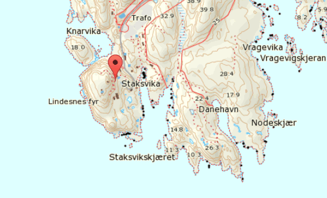 Landkarte von Lindesnes