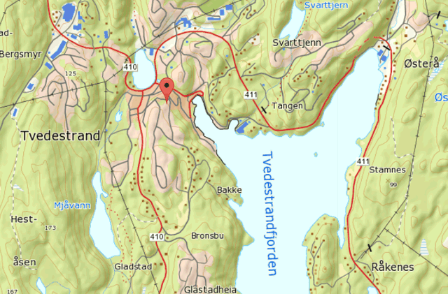 Karte von Tvedestrand
